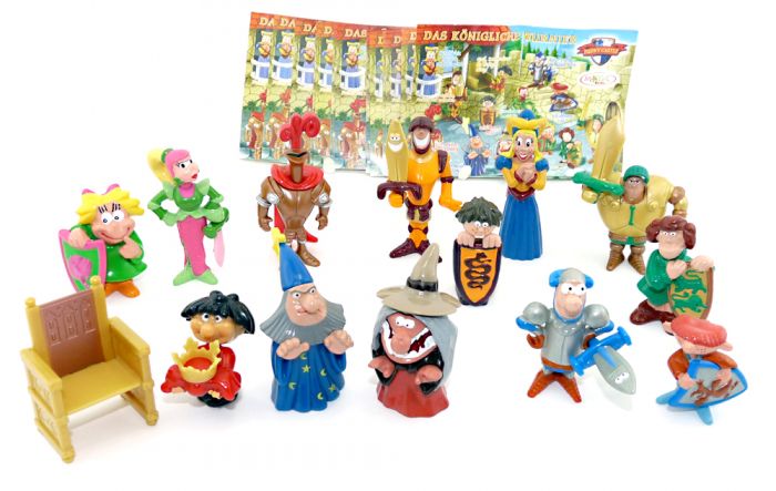 Alle 13 Funny Castle Figuren mit allem Beipackzettel. Motto "Das Königliche Turnier"