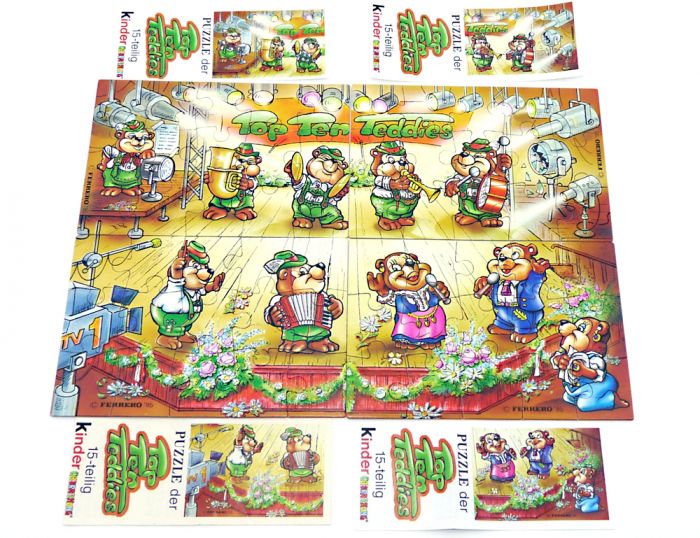 Alle 4 Puzzleecken der Top Ten Teddies mit 4 Beipackzettel ( Das Superpuzzle zur Serie)