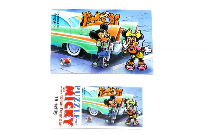 Puzzleecke mit Beipackzettel von Micky Maus 1989 unten links