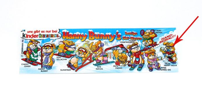 Hanny Bunnys lustige Ski-Hasen Beipackzettel mit grünen Fingerabdruck (Druck - Variante)