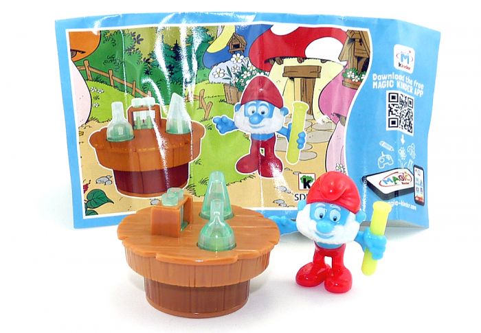 Papaschlumpf aus dem Maxi Ei "Schlümpfe in der City von 2018" (Beipackzettel Nr. SDV44)