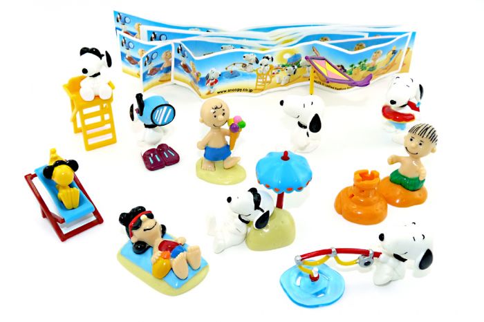 Snoopy - Peanuts am Strand Japan 2002 (10 Figuren aus Japan mit 10 Beipackzettel - selten)