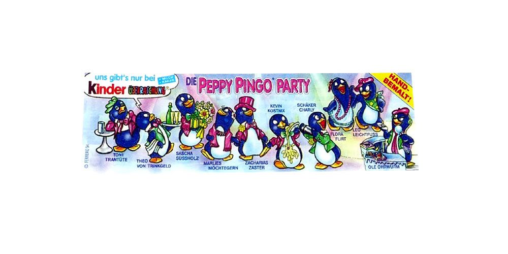 Ferrero Ü-Ei Satz 1994 mit 10 BPZ Die Peppy Pingo Party 
