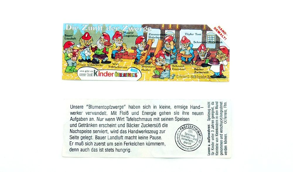 Beipackzettel Zunft der Zwerge 1992 kleine Schrift Original BPZ 