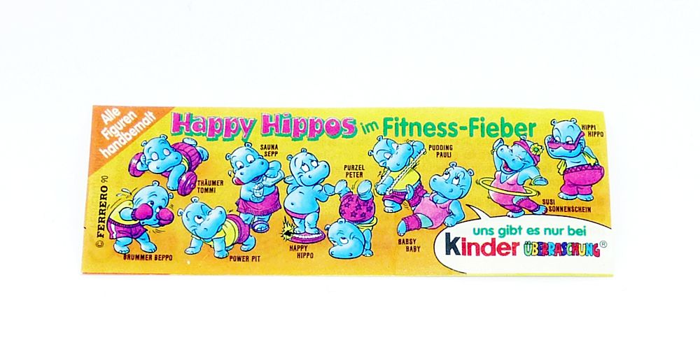 Ü-Ei Satz mit 1 BPZ Happy Hippos im Fitness Fieber   Ferrero D 1990 