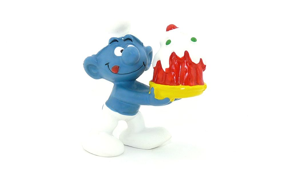 Tortenschlumf Kuchenschlumpf  Sammlerfigur aus Kunstharz Peyo Schlumpf Schlümpfe 
