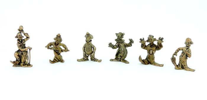 Metallfigurensatz "Clown Miniaturen". Alle 6 Figuren der Serie