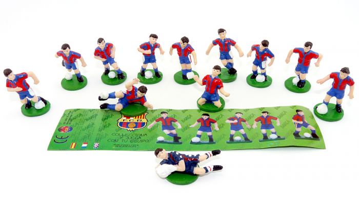 12er Figurenset vom FC Barcelona mit Beipackzettel. Collecciona y Juega con tu Equipo