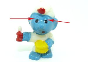 Schlafmützen Schlumpf, wo der Augenhintergrund nicht weiß bemalt ist