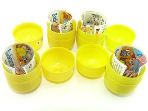 Alle 4 Puzzleecken der Badezimmer Zwerge noch in original Kapseln (60 Puzzleteile)