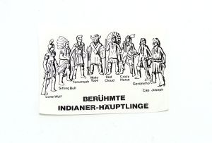 Kleiner Beipackzettel von BERÜHMTE INDIANER - HÄUPTLINGE. Zettle aus Glanzpapier und ohne Kennung