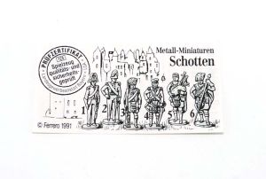 Beipackzettel der Metall - Miniaturen Schotten Ferrero 1991