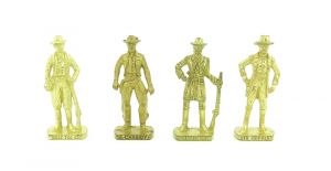 Metallfigurensatz  "Berühmte Westernmänner II". Alle 4 Figuren der Serie in Gold