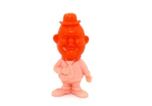 Steckfiguren Dick und Doof 1979. Oliver Hardy mit orangem Kopf und pinken Körper
