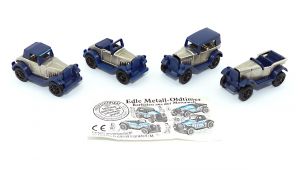 Edle Metall-Oltimer Wagen in blau. Autosatz mit Beipackzettel (Metallfiguren)