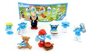 DIE SCHLÜMPFE 2011, alle acht deutsche Figuren mit einem Beipackzettel