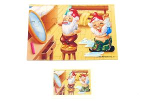 Puzzle Ecke der Badezimmer Zwerge Europa mit Beipackzettel. Weißzahn u. Strahlemann (15 Teile Puzzel)