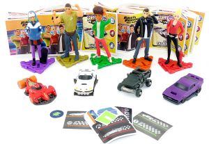 Alle 5 Figuren der Kinder Joy Serie Fast and Furious Spy Racers mit den 4 Autos - komplett