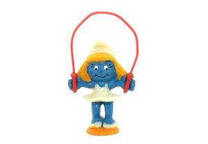 Schlumpfine mit Springseil. Serie Die Olympiade der Schlümpfe mit Garantieschein
