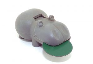 Hippo der Pfennigfresser mit grünen Plättchen  (Alte Ü-Ei Inhalte)
