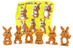 6 Funny Rabbits Figuren von Onken mit einem Beipackzettel