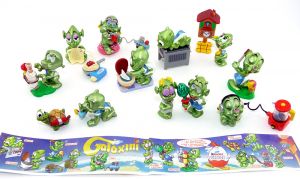 Figurensatz Galaxini von 1998. Alle Figuren der Serie und ein Beipackzettel dazu