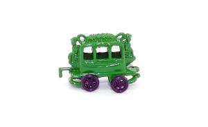 Historische Eisenbahn, grüner Wagon (Metallfiguren)