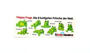 Original Beipackzettel der Happy Frogs von 1983 in Top Zustand (Ü-Ei Beipackzettel)