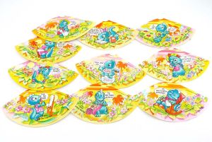 10er Set Hütchen - Sticker der Dapsys Dino Family mit der Nummer 1 bis 10 komplett