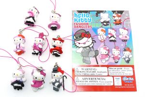 Hello Kitty Figuren Set mit Beipackzettel. Alle 8 FIguren der Serie Fashion Danglers [Firma Tomy]