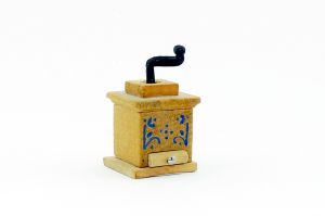 Kaffeemühle mit blauen Aufdruck (Holz Figuren)