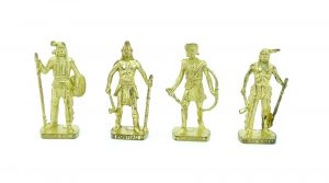 Metallfigurensatz  "Berühmte Indianer Häuptlinge II". Alle 4 Figuren der Serie in Gold