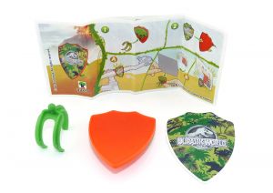 Jurassic World Spielzeug 2021 Kinder Joy. Foto Halter mit Beipackzettel VV414