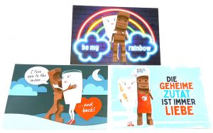 3 neue unbenutzte Milky und Schoki Kinderriegel Postkarten aus der Kollektion 2022