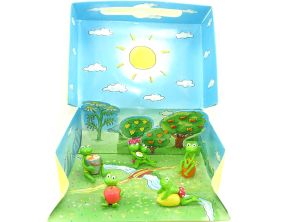 Diorama der ERDAL REX FRÖSCHE. 5 Figuren Motto Erntedankfest