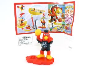 NBA Maskottchen der Harry the Hawk aus den USA mit Beipackzettel aus dem Kinder Joy Ei (Kennung VD350)