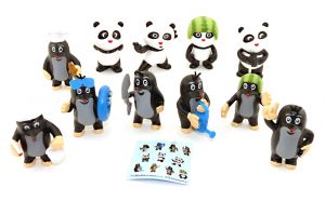  Panda und Little Mole Figurensatz mit Zettel (11 Figuren)