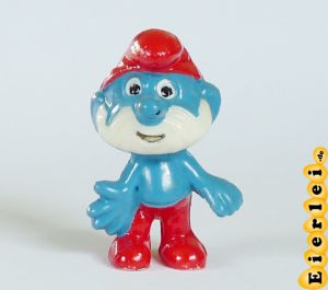 Papaschlumpf, Augen aufgemalt und unter den Füßen unbemalt