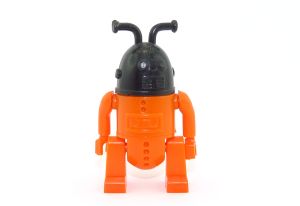 Roboter Robby die kleinsten im Weltall aus orangem und schwarzem Grundmaterial