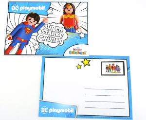 Überraschungsei Postkarte von DC-Playmobilfiguren