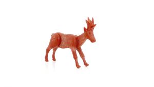 Reh in rot aus der Serie, Tiere des Waldes von 1986, Steck-Tiere