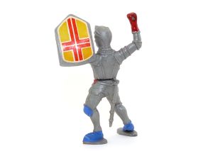 Ritter in blau-rot ohne Schwert mit Schild und Aufkleber von 1978