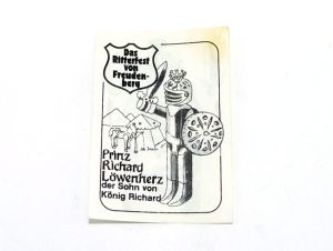 Beipackzettel von Spielwelten das Ritterfest von 1981 - Prinz Richard Löwenherz