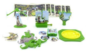 Spielzeugsatz von Shrek mit 7 Teilen und allen Zetteln (Shrek 4 Komplett Set)