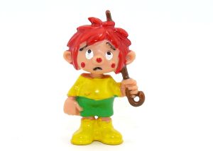 Pumuckl Figur als Regenkobold ohne Schirm. Pin und Lack der Figur in Top Zustand