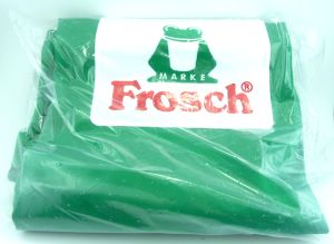 Grüne Putz Schürze von Erdal Rex mit Frosch Firmen Logo