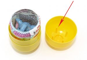 Einzelstück, Danny Dauershower in Eierkapsel mit Schüttel Schutz von Ferrero (4 Stangen in der Kapsel) seltene Testversion