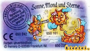 Sonne, Mond und Sterne Beipackzettel zur Serie