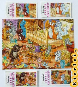 Komplettpuzzle der Aristocats mit 4 Beipackzettel, Top Zustand