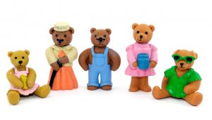"Teddy in my pocket" von Kellogs. Set von 5 schönen Gummi Figuren (1995 M.E.G)